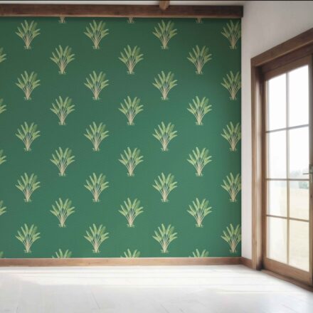 'Kazan' Botanical/ Floral Block Print Wallpaper (Green) - Image 7