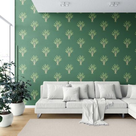 'Kazan' Botanical/ Floral Block Print Wallpaper (Green) - Image 6