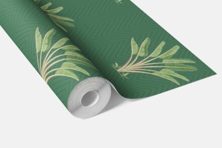 'Kazan' Botanical/ Floral Block Print Wallpaper (Green) - Image 3