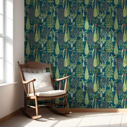 'Degas Tone' Tropical Floral/ Botanical Wallpaper (Teal Blue/ Green/ Pink) - Image 5