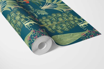 'Degas Tone' Tropical Floral/ Botanical Wallpaper (Teal Blue/ Green/ Pink) - Image 3