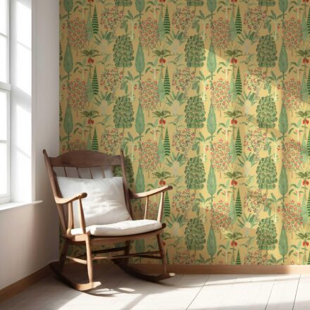 'Surinam' Tropical Floral/ Botanical Wallpaper (Yellow/ Green/ Pink/ Red) - Image 5