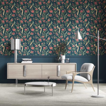 'San Carlos' Floral Chinoiserie/ Nature Bird Print Wallpaper (Teal Blue/ Pink/ Green/ Yellow) - Image 2