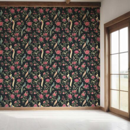 'Cleopetra' Floral Chinoiserie/ Nature Bird Print Wallpaper (Black/ Pink/ Green/ Blue/ Yellow) - Image 7