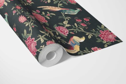 'Cleopetra' Floral Chinoiserie/ Nature Bird Print Wallpaper (Black/ Pink/ Green/ Blue/ Yellow) - Image 3
