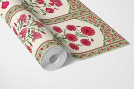 'Natural Can' Vintage Ethnic Floral Block Print Wallpaper (Red/ Pink/ Green) - Image 3