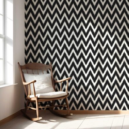 'Dazzle' Neutral Chevron/ Zigzag Geometric Wallpaper (Black/ White) - Image 5