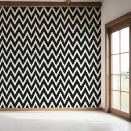 'Dazzle' Neutral Chevron/ Zigzag Geometric Wallpaper (Black/ White) - Image 7
