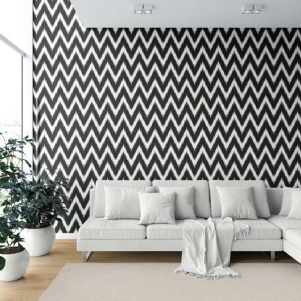'Dazzle' Neutral Chevron/ Zigzag Geometric Wallpaper (Black/ White) - Image 6