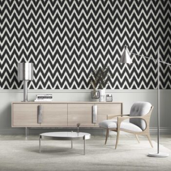'Dazzle' Neutral Chevron/ Zigzag Geometric Wallpaper (Black/ White)