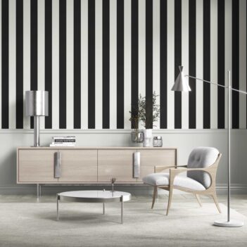 'Piranha' Neutral Scandi/ Geometric Striped Wallpaper (Black/ White)