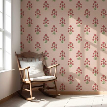 'Coyne' Botanical Floral Block Print Wallpaper (Pink/ Red/ Green) - Image 5