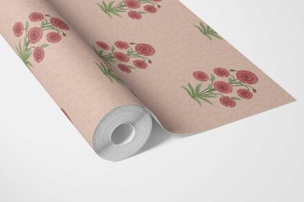 'Coyne' Botanical Floral Block Print Wallpaper (Pink/ Red/ Green) - Image 3