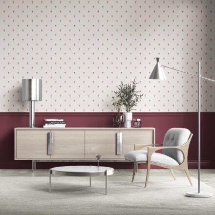 'Purace' Vintage-Inspired Floral Block Print Wallpaper (White/ Pink/ Green)