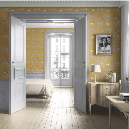 'Persimmon' Leopard Animal Print Wallpaper (Yellow/ White/ Gray) - Image 4