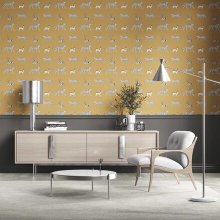 'Persimmon' Leopard Animal Print Wallpaper (Yellow/ White/ Gray) - Image 2