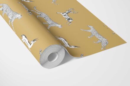 'Persimmon' Leopard Animal Print Wallpaper (Yellow/ White/ Gray) - Image 3
