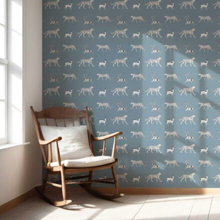 'Spell Breaker' Leopard Animal Print Wallpaper (Slate Blue/ White) - Image 5