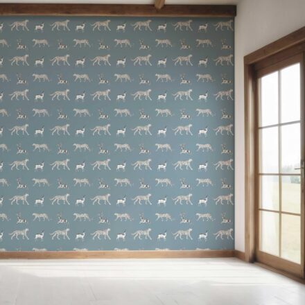 'Spell Breaker' Leopard Animal Print Wallpaper (Slate Blue/ White) - Image 7