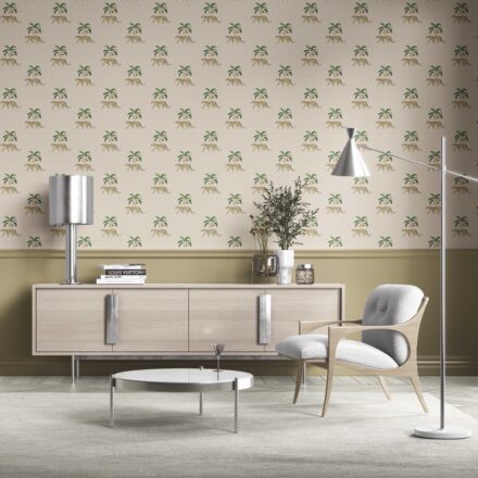 'Valerian' Leopard Animal Print Wallpaper (Beige/ Tan/ Green/ Red) - Image 2