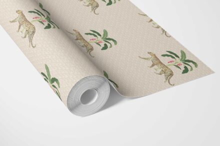 'Valerian' Leopard Animal Print Wallpaper (Beige/ Tan/ Green/ Red) - Image 3
