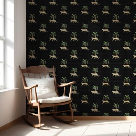 'Winterspring' Leopard Animal Print Wallpaper (Black/ Tan/ Red/ Green) - Image 5