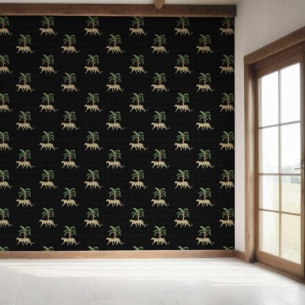 'Winterspring' Leopard Animal Print Wallpaper (Black/ Tan/ Red/ Green) - Image 7