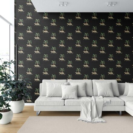 'Winterspring' Leopard Animal Print Wallpaper (Black/ Tan/ Red/ Green) - Image 6