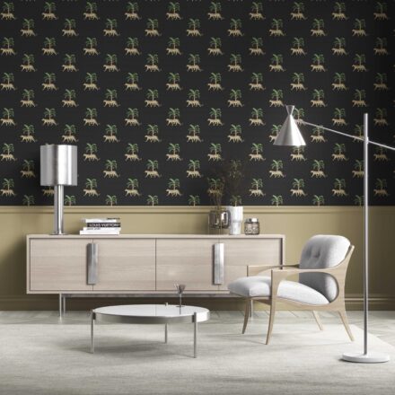 'Winterspring' Leopard Animal Print Wallpaper (Black/ Tan/ Red/ Green) - Image 2