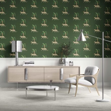 'Lavaux' Leopard Animal Print Wallpaper (Green/ Red/ Tan) - Image 2
