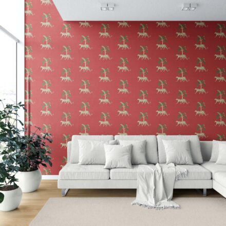 'Locarno' Leopard Animal Print Wallpaper (Red/ Green/ Tan) - Image 6