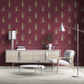 'Navajo' Botanical/ Floral Print Wallpaper (Maroon/ Red/ Pink/ Green)