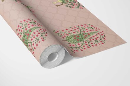 'Kenzo' Botanical/ Floral Print Wallpaper (Blush Pink/ Green) - Image 3