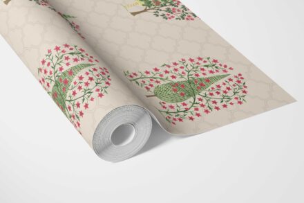 'Sahaar' Botanical/ Floral Print Wallpaper (Beige/ Pink/ Green) - Image 3