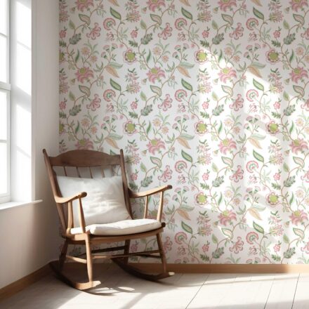 'Tulum Canyon' Botanical/ Floral Chinoiserie Wallpaper (Pink/ Green/ Blue) - Image 5