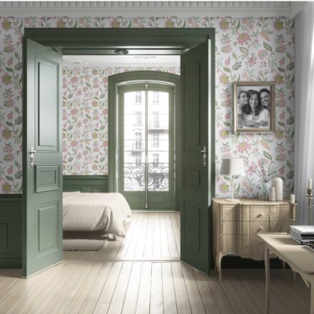 'Tulum Canyon' Botanical/ Floral Chinoiserie Wallpaper (Pink/ Green/ Blue) - Image 4