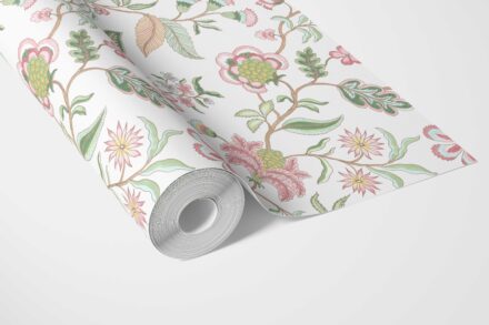 'Tulum Canyon' Botanical/ Floral Chinoiserie Wallpaper (Pink/ Green/ Blue) - Image 3