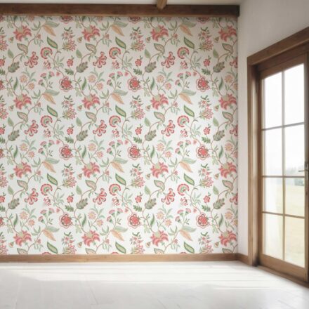 'Long Beach' Botanical/ Floral Chinoiserie Wallpaper (Red/ Pink/ Green/ Blue) - Image 7