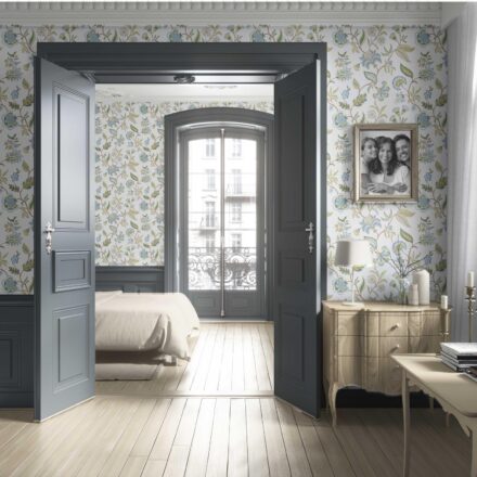 'Akchin' Botanical/ Floral Chinoiserie Wallpaper (Blue/ Green/ Yellow) - Image 4