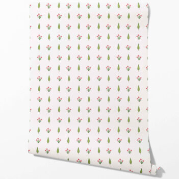 'Dubois' Botanical Floral Block Print Wallpaper (Pink/ Green)