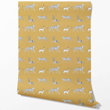 'Persimmon' Leopard Animal Print Wallpaper (Yellow/ White/ Gray)