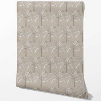 'Shishi' Floral/ Botanical Palm Trees Patterned Wallpaper (Greige/ Soft Taupe/ Gray)
