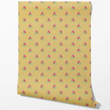 'Yuzu' Vintage-Inspired Floral Block Print Wallpaper (Yellow/ Pink/ Green)