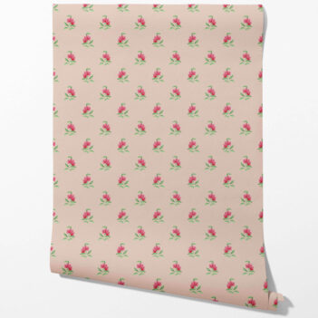 'Mayoro' Vintage-Inspired Floral Block Print Wallpaper (Pink/ Green)