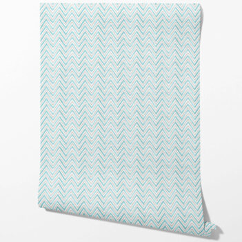 'Pitaya' Geometric Zigzag/ Chevron Wallpaper (Blue)