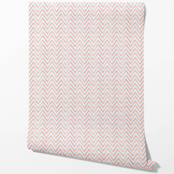 'Amager' Geometric Zigzag/ Chevron Wallpaper (Coral Pink/ Blue)