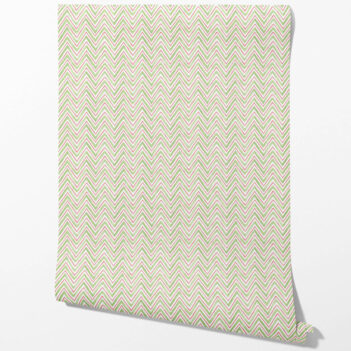 'Kaliko' Geometric Zigzag/ Chevron Wallpaper (Green/ Pink)