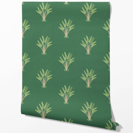 'Kazan' Botanical/ Floral Block Print Wallpaper (Green) - Image 2