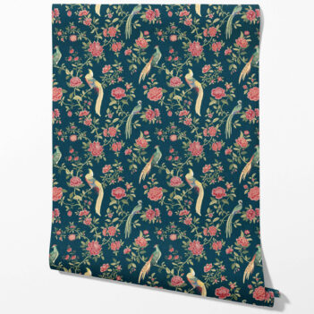 'San Carlos' Floral Chinoiserie/ Nature Bird Print Wallpaper (Teal Blue/ Pink/ Green/ Yellow)