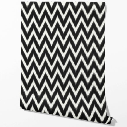 'Dazzle' Neutral Chevron/ Zigzag Geometric Wallpaper (Black/ White) - Image 2